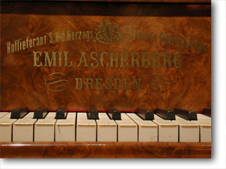 Emil Ascherberg Piano keyboard and company name